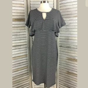 Joah Striped Flounce Bodycon Dress Sz L